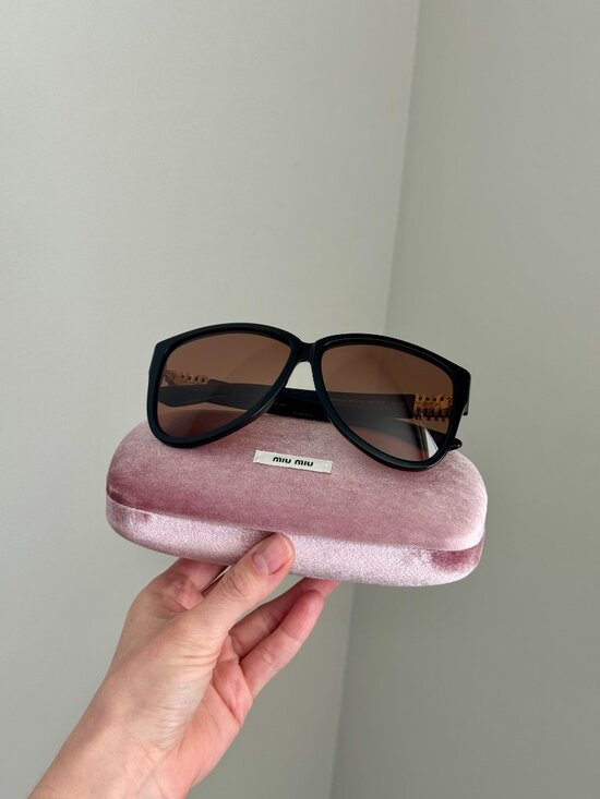 Miu Miu D-Frame Women Sunglasses Black Brown Pilot MUA08S 16K90Q NEW AUTHENTIC main image 15